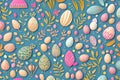 Easter symbols in the joyful greeting pattern template