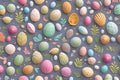 Easter symbols in the joyful greeting pattern template