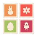 Easter symbols on postage stamps Royalty Free Stock Photo