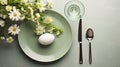 Easter table in a green minimalist style