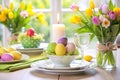 Easter Table Setting with Candle Royalty Free Stock Photo