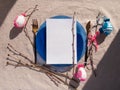 Easter table setting empty blue glass plate cutlery tree branches linen cloth flat lay harsh shadow Festive dish place Royalty Free Stock Photo