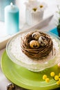 Easter table setting. Cutlery on table. Spring table setting Royalty Free Stock Photo