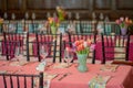 Floral Table Decorations With vases and tulips
