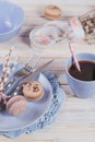 Easter table setting with willow branches and cutlery Royalty Free Stock Photo