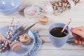 Easter table setting with willow branches and cutlery Royalty Free Stock Photo