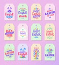 Easter tag set colorfull typography style for sale, party