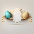 Easter tapestry banner with two painted coloured eggs and one empty egg with space for text
