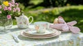 Easter tea party setting outdoors Royalty Free Stock Photo