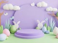 An Easter-themed digital art image with a whimsical background, featuring a stylized bunny and hidden Easter eggs The Royalty Free Stock Photo