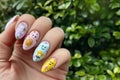 Easter-Themed Nail Art with Cute Designs and Pastel Colors Royalty Free Stock Photo