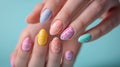 Easter-Themed Nail Art with Cute Designs and Pastel Colors Royalty Free Stock Photo