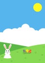 Easter themed nature background with bunny and colorful eggs