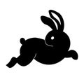 Line art black silhouette rabbit bunny icon poster