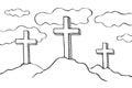 Easter three crosses vector