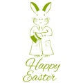 Easterbunny on Happy Easter Card. Royalty Free Stock Photo