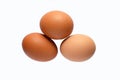 Three eggs on white background Royalty Free Stock Photo