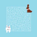 Easter tooth kids maze game illustration in cartoon style Royalty Free Stock Photo