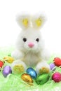 Easter Toy Bunny and Easter Eggs Royalty Free Stock Photo