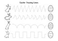 Easter tracing lines worksheet for kids. Handwriting practice activity page Royalty Free Stock Photo