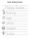 Easter tracing words worksheet for kids. Handwriting practice activity page Royalty Free Stock Photo