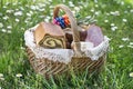 Easter traditional food in basket outdoor