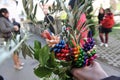 Easter traditions - green and colourful bouquets.