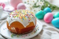 Easter treats featuring cake and eggs, embodying the essence of the holiday