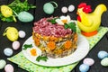 Easter treats: festive salad with beef and carrots Royalty Free Stock Photo