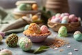 Easter Treats on Pastel Background