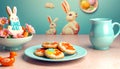 Easter treats, shaped cookies on the table