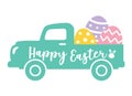 Cute Vintage Truck Carrying Easter eggs