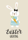 Easter typography quote Easter Greating decorated funny rabbit bunny in pastel colors Royalty Free Stock Photo