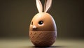 Easter variation. Easter egg with bunny ears and face in pastel colors. Generative AI Royalty Free Stock Photo