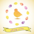 Easter vector illustration with chicken and eggs Royalty Free Stock Photo