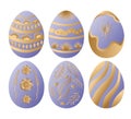 Easter vector illustration, set of colored Easter eggs. Six beautiful eggs in gradient technique. Chic Easter Royalty Free Stock Photo