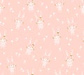 Easter vector seamless pattern design with bunnies. Light baby print for child fabric or gift paper.