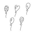 EASTER VECTOR SET- Vector hand drawn outline illustration of Easter balloons set. Black contour doodle, line art. Easter Royalty Free Stock Photo