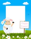 Easter Vertical Frame - Lamb with Flower Royalty Free Stock Photo