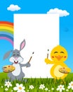 Easter Vertical Painters - Rabbit & Chick Royalty Free Stock Photo