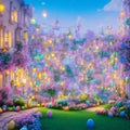 Easter village magical colorful beautiful whimsical abstract background seq 1 of 15
