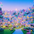 Easter village magical colorful beautiful whimsical abstract background seq 10 of 15