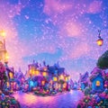 Easter village magical colorful beautiful whimsical abstract background seq 13 of 15