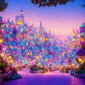 Easter village magical colorful beautiful whimsical abstract background seq 14 of 15