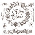 Easter vintage hand drawn vector eggs.