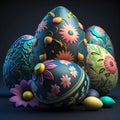 Easter volume colored painted 3D eggs