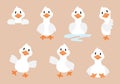 Easter white gooses - cartoon set