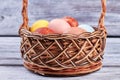 Easter wicker basket close up.