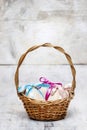 Easter wicker basket of eggs