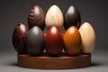 Easter Wooden Eggs. Eco friendly style. Sustainability Concept